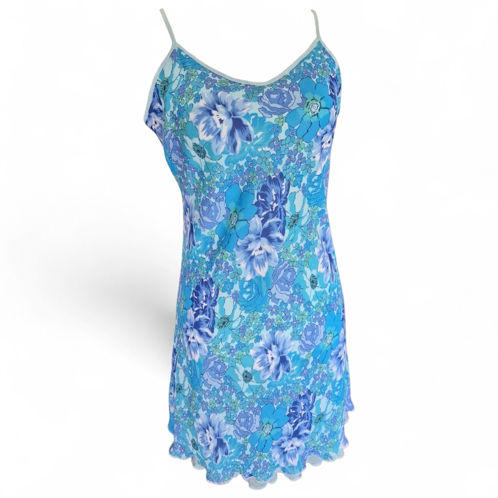 Gloria Vanderbilt Slip Dress Medium Blue Floral
